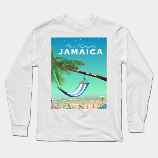 Jamaica Travel poster Long Sleeve T-Shirt by nickemporium1